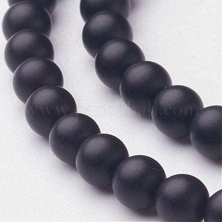 Chapelets de perles perles en agate noire naturelle G-D543-4mm-1