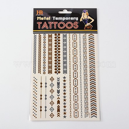 Formas mixtas fresco del arte corporal falsos extraíble tatuajes temporales pegatinas de papel metálico X-AJEW-O012-20-1