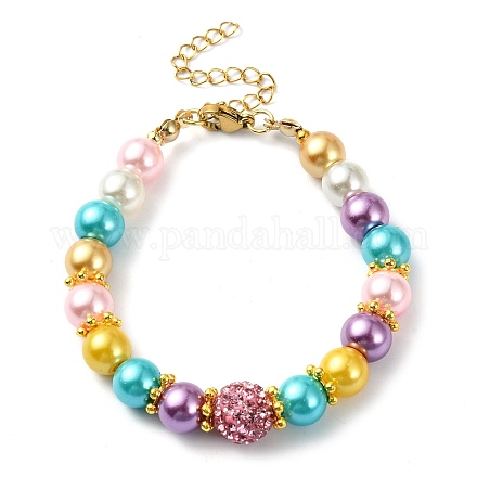 Bracelets de perles d'imitation de verre pour femmes BJEW-JB10033-01-1
