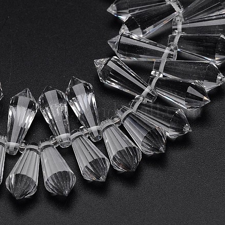 Faceted Teardrop Glass Point Beads Strands EGLA-J120-8x20mm-01-1