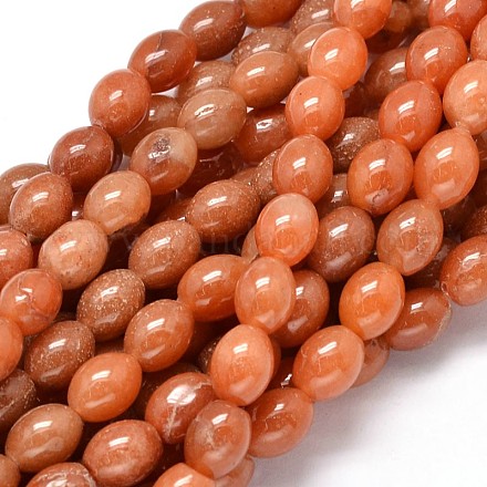 Oval Dyed Natural Red Aventurine Beads Necklaces G-P106-03-1