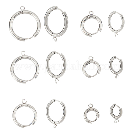 Dicosmétique 12 pièces 6 style 201 accessoires de boucles d'oreilles huggie hoop en acier inoxydable STAS-DC0005-39-1
