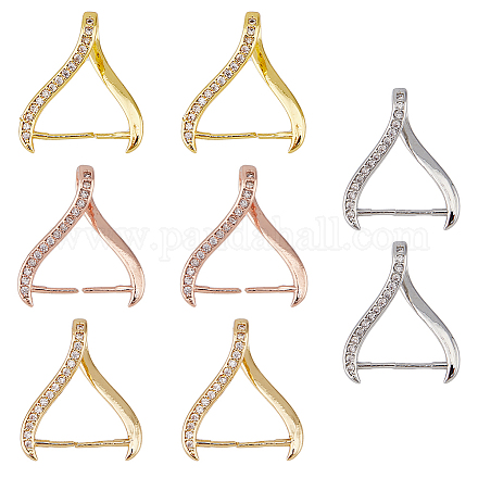 SUPERFINDINGS 8Pcs 4 Colors Pendant Clasps Cubic Zirconia Pinch Bails Brass Ice Pick Pinch Clasps Bead Charm Connector Filigree Rack Plating Jewelry Clasps for Jewelry Making KK-FH0006-29-1