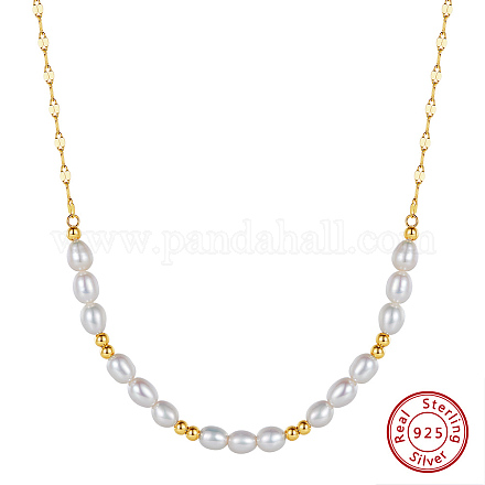 925 collana in argento sterling con perle naturali NJEW-Z030-06G-1