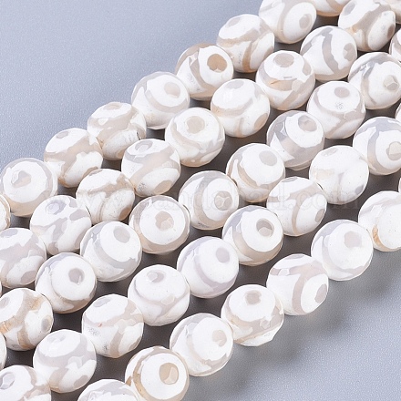 Perles dzi à 3 œil de style tibétain X-TDZI-G341-10mm-02-1