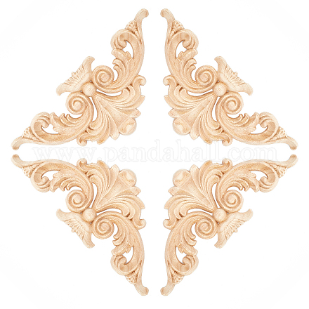 Natural Solid Wood Carved Onlay Applique Craft WOOD-FH0001-26-1