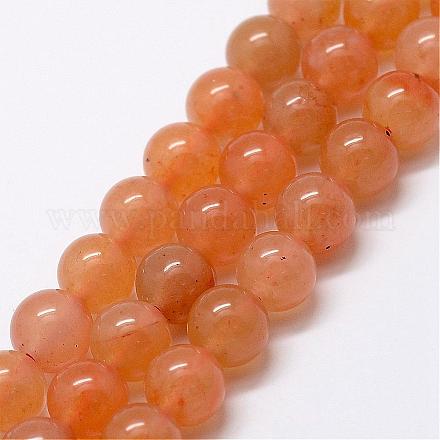 Chapelets de perle d'aventurine rouge naturel G-P257-04-6mm-1