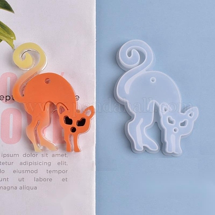Stampi in silicone per ciondolo a forma di gatto fai da te di halloween DIY-P006-40-1
