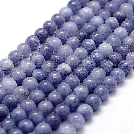 Chapelets de perles en jade blanc naturel d'imitation aigue-marine G-F364-15-8mm-1