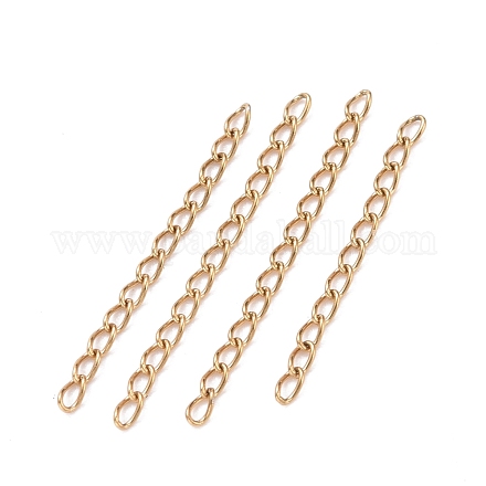 Ion Plating(IP) 304 Stainless Steel Curb Chains Extender STAS-WH0032-02A-G-1