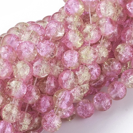 Perles en verre craquelé rondes transparentes avec deux tons X-CCG-Q002-8mm-03-1