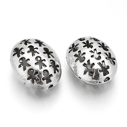 Creuses perles ovales alliage en filigrane de style tibétain PALLOY-J589-06AS-1