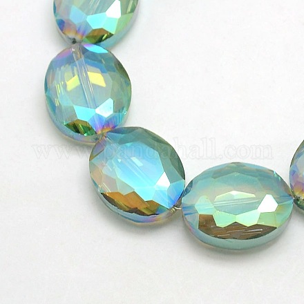 Chapelets de perles ovales de cristal à facettes en verre électrolytique EGLA-F059B-10-1