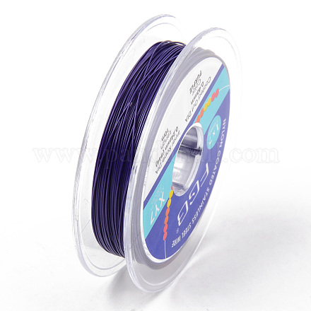 タイガーテールビーズワイヤー  7連ビードストリングワイヤー  ナイロン被覆ステンレス鋼線  暗紫色  26ゲージ  0.4mm  約32.8フィート（10m）/ロール TWIR-R007-0.4mm-08-1