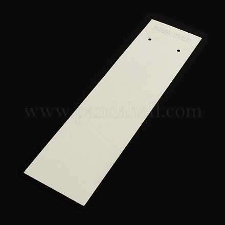 長方形形状厚紙のネックレスのディスプレイカード  ホワイト  194x51x0.5mm CDIS-Q001-18-1