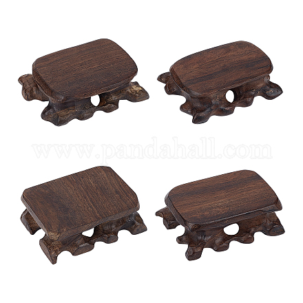 SUPERFINDINGS 4pcs Wood Display Stand Square Rosewood Carved Base Home Crafts Collectibles Antiques Pedestal Coconut Brown Sandalwood Stand Base for Gemstone Display ODIS-WH0020-81A-1