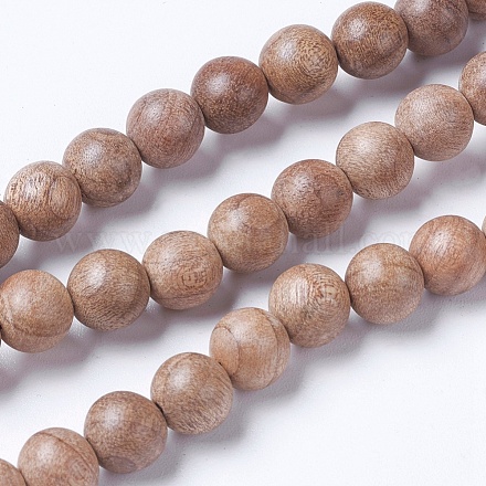 Chapelets de perles en bois naturel WOOD-J001-02-10mm-1