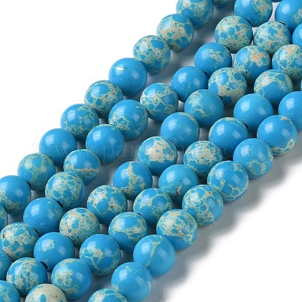 Brins de perles teintes en jaspe impérial synthétique G-D077-A01-01J-1