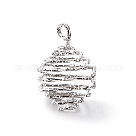 Iron Wire Spiral Bead Cage Pendants IFIN-Q126-02P-01-1