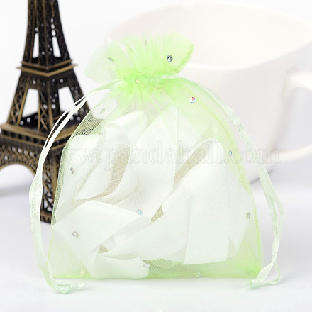 Rectangle Organza Bags with Glitter Sequins X-OP-R020-10x12-09-1