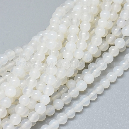 Chapelets de perles en agate blanche naturelle G-D0005-27-4mm-1