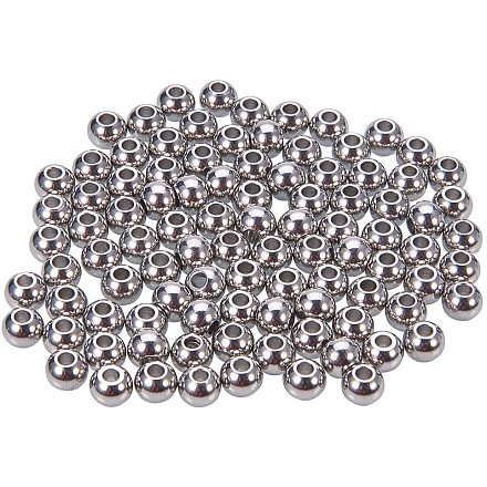 Nbeads 100 pieza 6 mm cuentas espaciadoras de metal 304 cuentas de rondelle de acero inoxidable STAS-NB0004-17-1