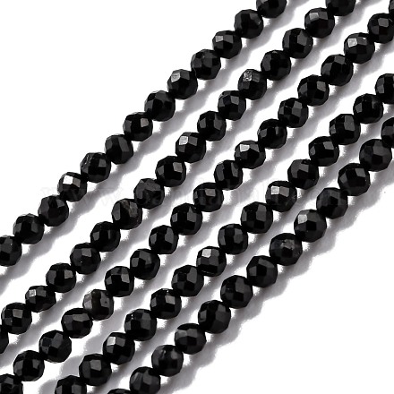 Chapelets de perles en tourmaline noire naturelle G-H266-11B-1