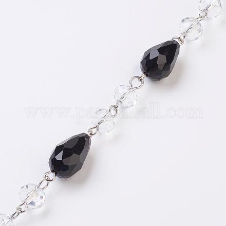 Handmade Faceted Glass Beaded Chains AJEW-JB00327-04-1