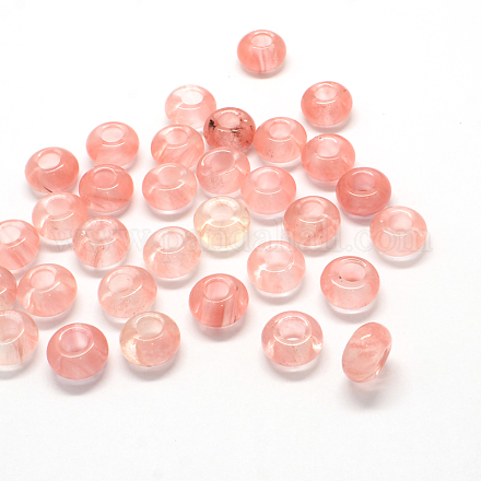 Perline di perle europee di vetro di quarzo di ciliegia G-Q442-17-1