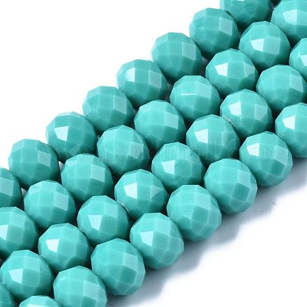 Faceted Solid Color Glass Rondelle Bead Strands GLAA-Q044-10mm-20-1