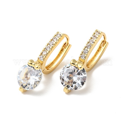 Boucles d'oreilles créoles en diamant avec oxyde de zirconium transparent EJEW-G312-06G-1