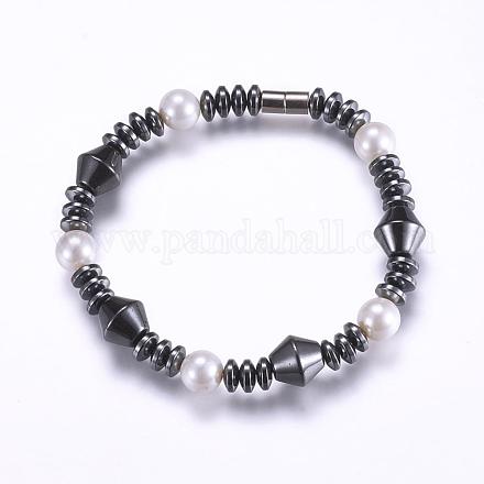 Non-Magnetic Synthetic Hematite Beaded Bracelets BJEW-P178-09-1