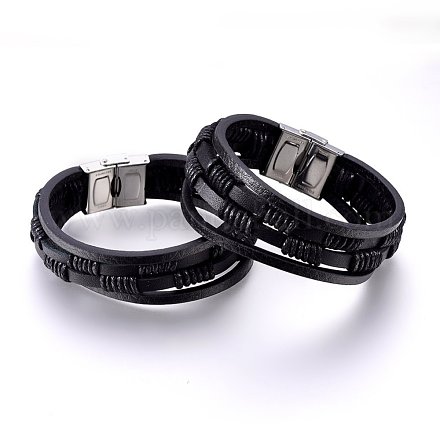 Leather Cord Multi-strand Bracelets BJEW-F349-23P-1