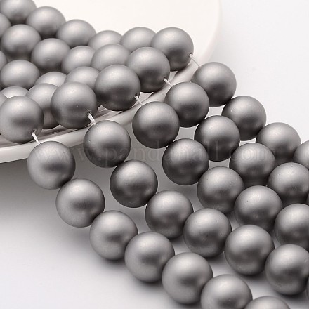 Chapelets de perles rondes en coquille mate BSHE-I002-14mm-223-1