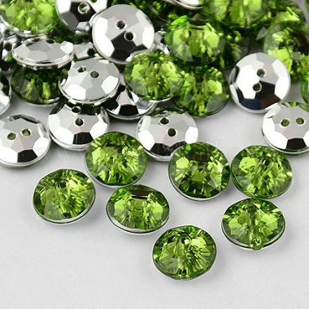 Botones redondos planos del diamante artificial de acrílico de Taiwán de 2-agujero BUTT-F015-33mm-38-1