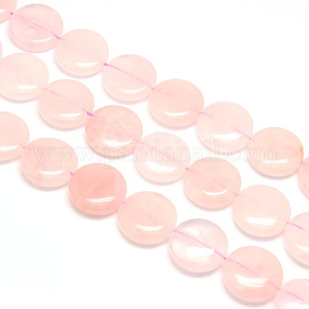 Piatta e rotonda rosa naturale perline di quarzo fili G-L246-07-1