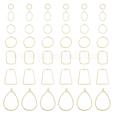 Hobbiesay 42 pieza 8 anillos de unión de aleación de estilo oro claro con bisel trasero abierto encantos marco hueco geométrico diy resina mmbossed pendientes mixtos colgante con cuentas marco de aro fabricación de joyas DIY-HY0001-23-1