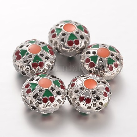Perles d'émaillées en alliage avec 3 trou ENAM-O025-07A-1