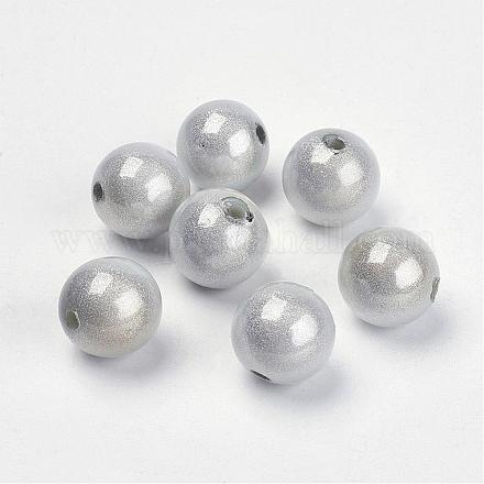 Perline acriliche rotonde bianche verniciate a spruzzo X-PB9286-10-1