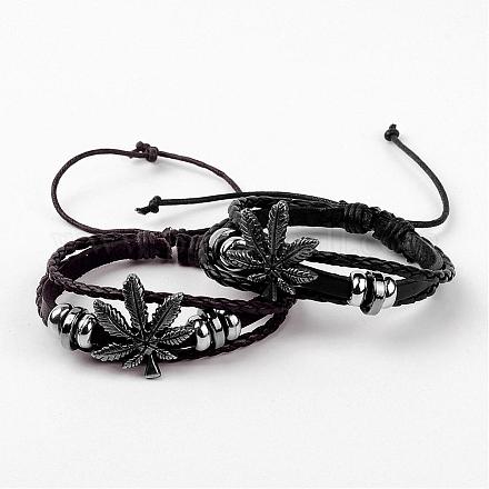 Bracelets de cordon en cuir réglable multi-brins BJEW-D423-10-1