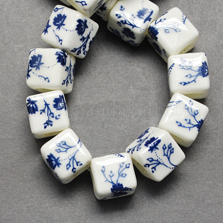 Handmade Printed Porcelain Beads PORC-Q161-6-1