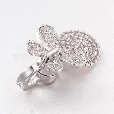Butterfly Brass Micro Pave Cubic Zirconia Magnetic Clasps ZIRC-L055-14P-FF-1