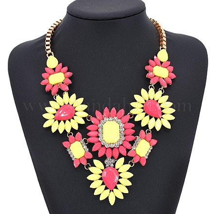 Ожерелья из сплава и стекла с цветком для женщин FS-WG917A1-05-1