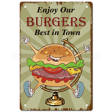 Creatcabin hamburger tin sign suivez vos rêves metal food sign vintage funny sign for home coffee restaurant kitchen cafe bar halloween wall decor sign 8 x 12 inch AJEW-WH0157-448-1