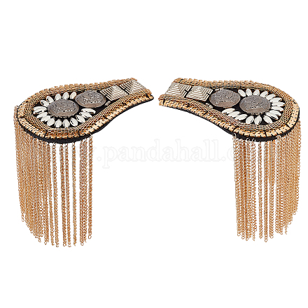 SUPERFINDINGS 1 Pair Shoulder Epaulets Tassel Light Gold Fashion Epaulet Board Link Chain Badge with Iron Chains and Plastic Felt Cloth Uniform Accessories 187x90x8mm AJEW-WH0237-01-1