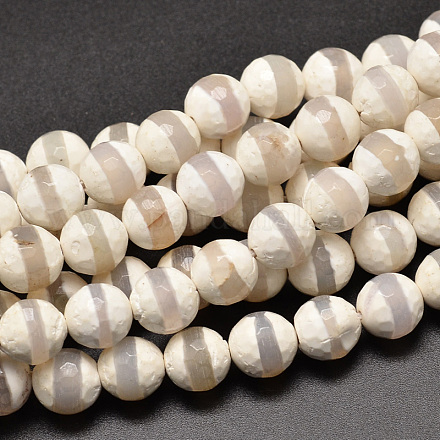 Brins de perles dzi motif rayé de style tibétain TDZI-O005-10D-10mm-1