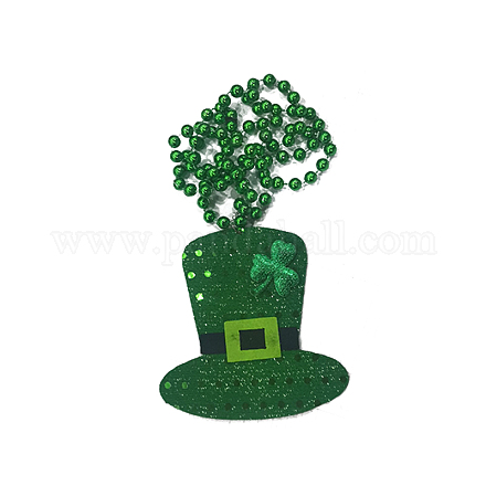 聖パトリックの日のボール チェーン付きプラスチック帽子ペンダント ネックレス  グリーン  33.07インチ（84cm） FEPA-PW0001-176A-1