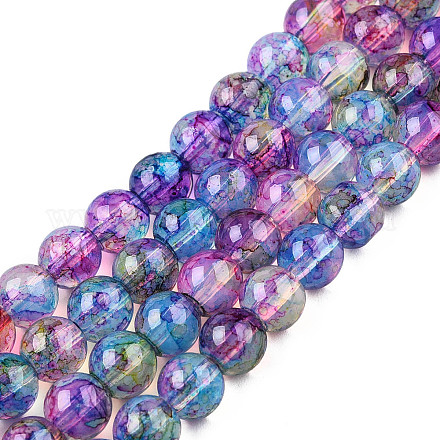 Baking Painted Glass Beads Strands DGLA-Q023-6mm-DB57-1