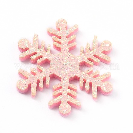 スノーフレークフェルト生地のクリスマスのテーマを飾る  グリッター金粉付き  子供のためのDIYヘアクリップは作る  ピンク  3.6x3.15x0.25cm DIY-H111-B07-1