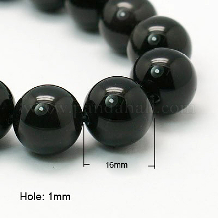 Cuentas de obsidiana natural hebras X-G-G099-16mm-24-1
